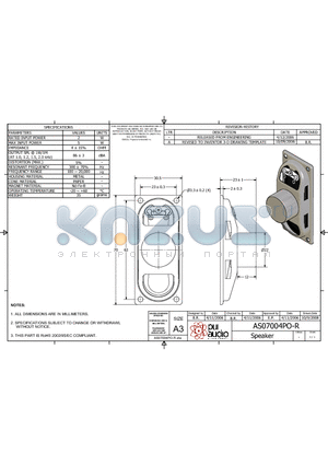 AS07004PO-R datasheet - Speaker