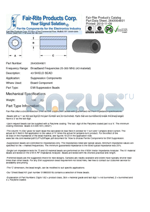 2643004601 datasheet - Broadband Frequencies 25-300 MHz