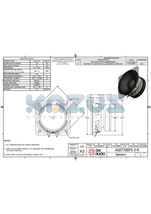 AS07708PS-3-R datasheet - Speaker