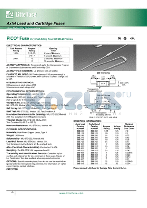 265.500 datasheet - PICO Fuse Very Fast-Acting Fuse 265/266/267 Series