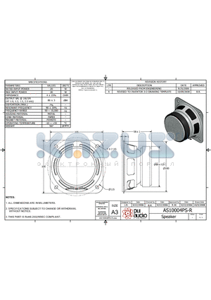 AS10004PS-R datasheet - Speaker