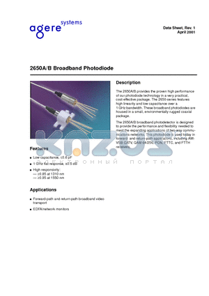 2650A datasheet - 2650A/B Broadband Photodiode