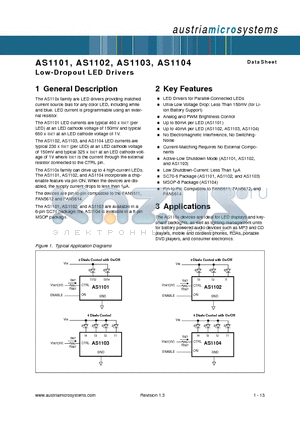AS1103 datasheet - Low-Dropout LED Drivers