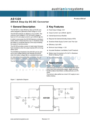AS1320 datasheet - 200mA Step-Up DC-DC Converter