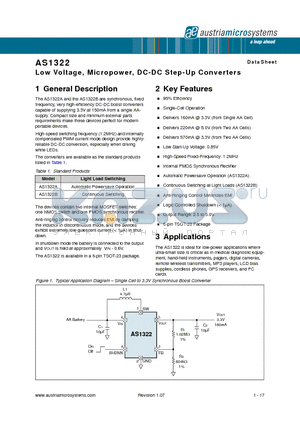 AS1322A-BTTT datasheet - Low Voltage, Micropower, DC-DC Step-Up Converters