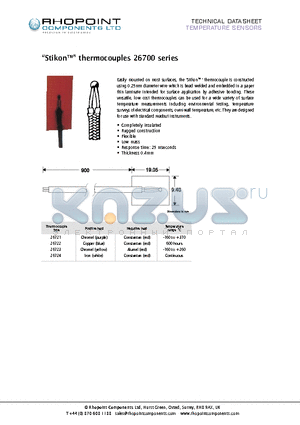 26721 datasheet - StikonTM thermocouples