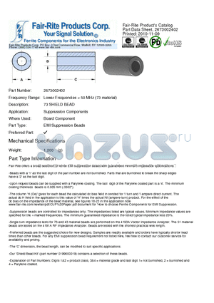 2673002402 datasheet - 73 SHIELD BEAD