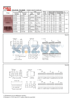 A-513E datasheet - THREE DIGITS DISPLAY