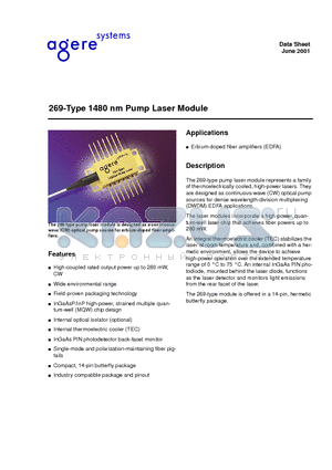 269-A datasheet - 269-Type 1480 nm Pump Laser Module