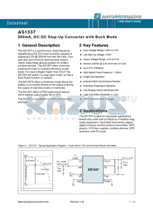 AS1337A-BTDT datasheet - 200mA, DC-DC Step-Up Converter with Buck Mode