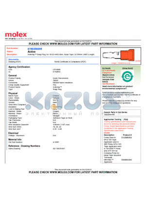 A-569T datasheet - Avikrimp Snap Plug, for 18-22 AWG Wire, Mylar Tape, 22.55mm (.888