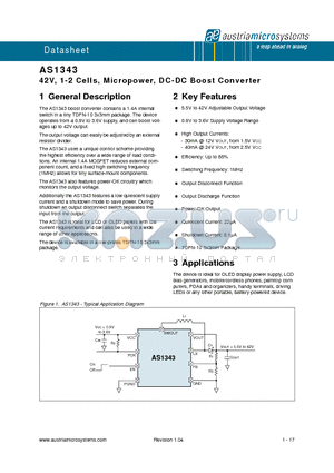 AS1343A-BTDT-10 datasheet - 42V, 1-2 Cells, Micropower, DC-DC Boost Converter