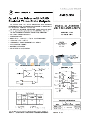 26LS31 datasheet - Quad Line Driver with NAND Enabled Three-State Outputs