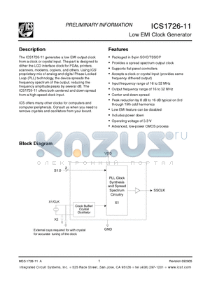 26G11L datasheet - Low EMI Clock Generator