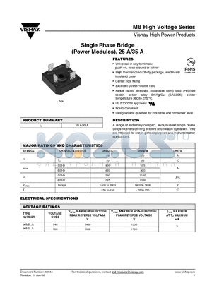 26MB140A datasheet - Single Phase Bridge (Power Modules), 25 A/35 A