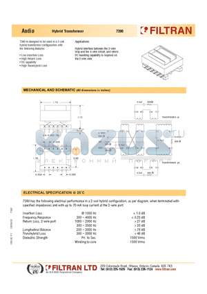 7390 datasheet - Audio Hybrid Transformer