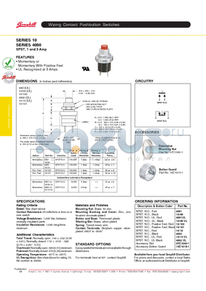 10-10 datasheet - Wiping Contact Pushbutton Switches