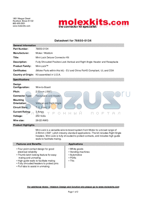 50351-8100-C datasheet - Fully Shrouded Positive Lock Vertical and Right Angle Header and Receptacle