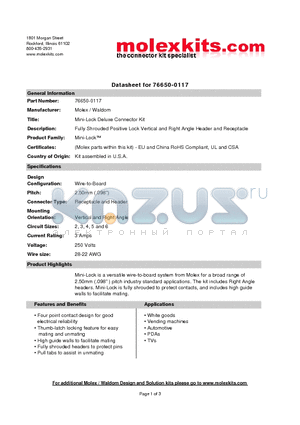 50351-8100-C datasheet - Fully Shrouded Positive Lock Vertical and Right Angle Header and Receptacle