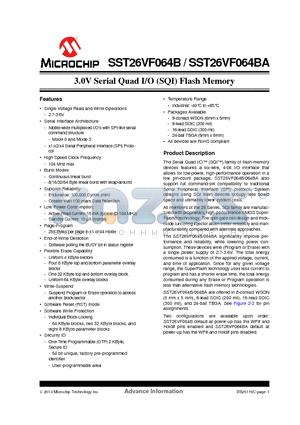 26VF064B-I/MF datasheet - 3.0V Serial Quad I/O (SQI) Flash Memory