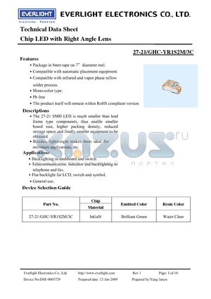 27-21-GHC-YR1S2M-3C datasheet - Chip LED with Right Angle Lens