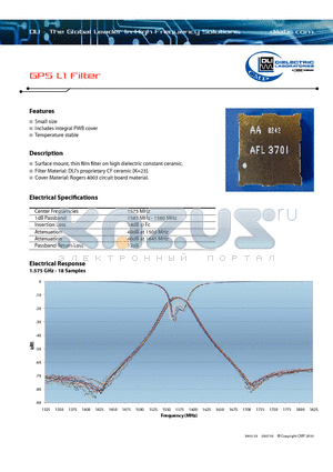 AFL3701 datasheet - GPS L1 Filter