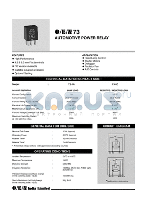 73I-1C-0600-PC datasheet - AUTOMOTIVE POWER RELAY