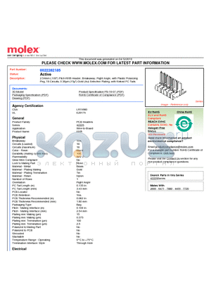 0022282185 datasheet - 2.54mm (.100) Pitch KK^ Header, Breakaway, Right Angle, with Plastic Polarizing Peg, 18 Circuits, 0.38lm (15l) Gold (Au) Selective Plating, with Kinked PC Tails