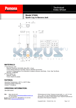 3744A-2 datasheet - Spade Lug to Banana Jack