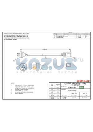 374003-A01 datasheet - POWER CORD