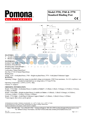 3750 datasheet - Standard Binding Post