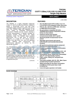 73K324L-28IHR/F datasheet - Single-Chip Modem