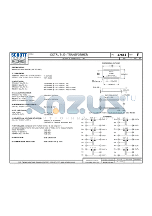 37544 datasheet - OCTAL T1/E1 TRANSFORMER