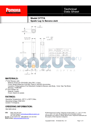 3777A datasheet - Spade Lug to Banana Jack