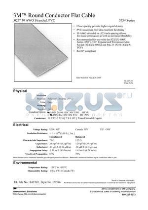 3754/40 datasheet - Round Conductor Flat Cable