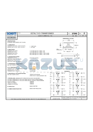 37540 datasheet - OCTAL T1/E1 TRANSFORMER