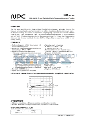 5042B4A datasheet - High-stability Crystal Oscillator IC with Frequency Adjustment Function