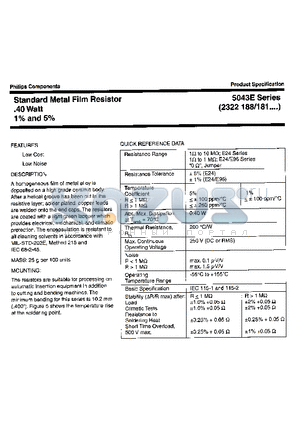 5043ED4K640F datasheet - Standard Metal Film resistor