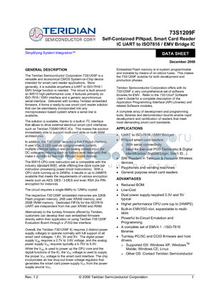 73S1209F-44IM/F datasheet - Self-Contained PINpad, Smart Card Reader IC UART to ISO7816 / EMV Bridge IC