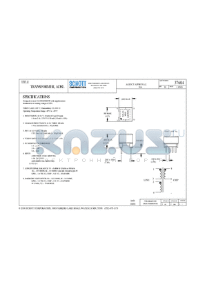 37604 datasheet - TRANSFORMER, ADSL