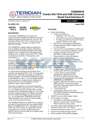 73S8009CN-32IM/F datasheet - Combo ISO-7816 and USB Universal Smart Card Interface IC