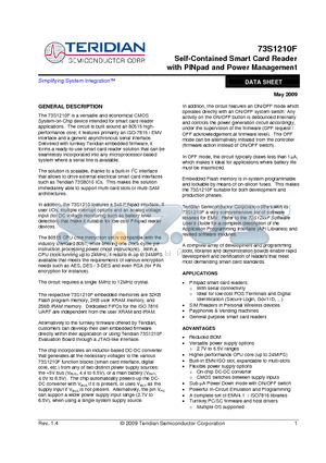 73S1210F-44IM/F/P datasheet - Self-Contained Smart Card Reader with PINpad and Power Management