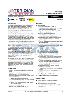 73S8023C-IMR/F datasheet - Smart Card Interface