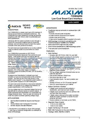 73S8024RN-IL/F datasheet - Low-Cost Smart Card Interface