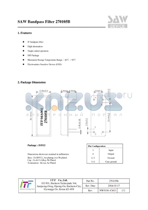 270105B datasheet - SAW Bandpass Filter