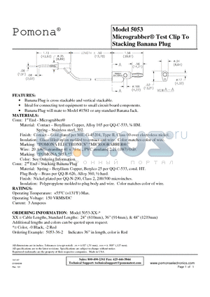 5053 datasheet - Micrograbber Test Clip To Stacking Banana Plug