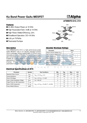 AFM06P2-212 datasheet - Ka Band Power GaAs MESFET