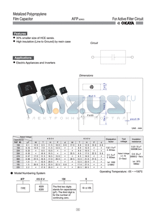 AFP450V104K datasheet - FOR ACTIVE FILTER CIRCUIT