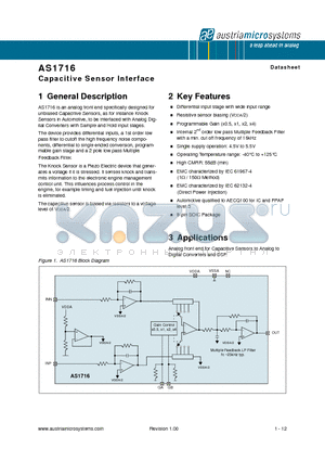 AS1716 datasheet - Capacitive Sensor Interface