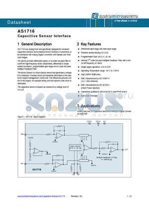 AS1716-ASOT datasheet - Capacitive Sensor Interface